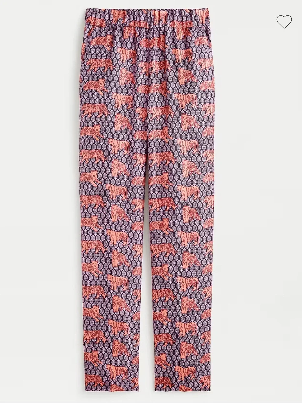 J.Crew Collection 100% Silk Roaming Tigers Print Pull-On Easy‎ Pants Size 4